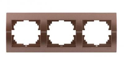 Розетка рамка 702-3100-148 Deniy 3ая горизонтальная светло-коричневый и жемчужно-белый металлик