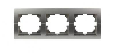 Розетка рамка 702-2900-148 Deniy 3-ая горизонтальная темно-серая и жемчужно белая металлик