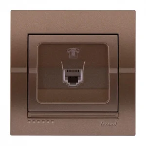 Розетка 702-3131-137 Deriy телефонная евро светло-коричневый перламутр со ставкой