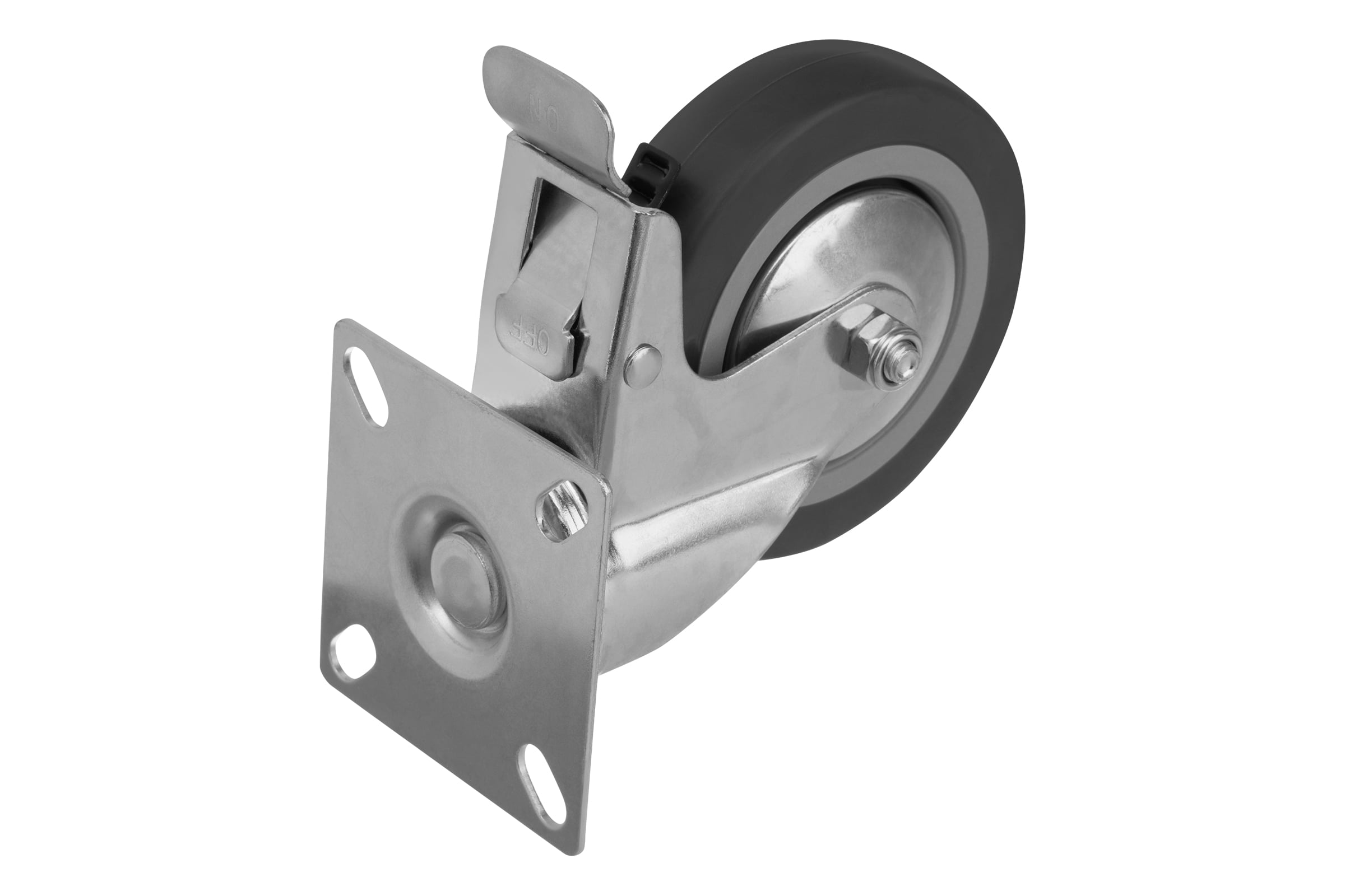 Колесо поворотное с тормозом d=100мм, крепление платформенное//Сибртех/68721