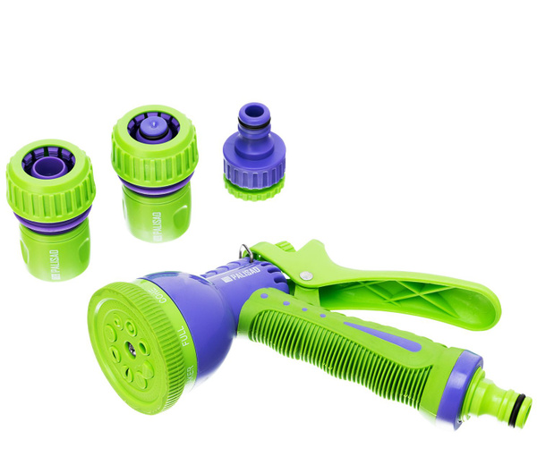 Набор для подключения шланга 3/4"(пистолет8 режимов,адаптер и 2 соединителя)PALISAD/65177