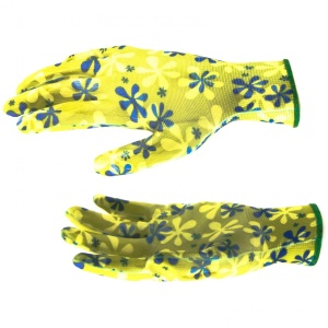 Перчатки садовые из полиэстера с нитрильным обливом,зеленые,М//Palisad/67742