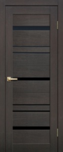Дверь L13 600 венге 3D МИКРОФЛЕКС (черное стекло)