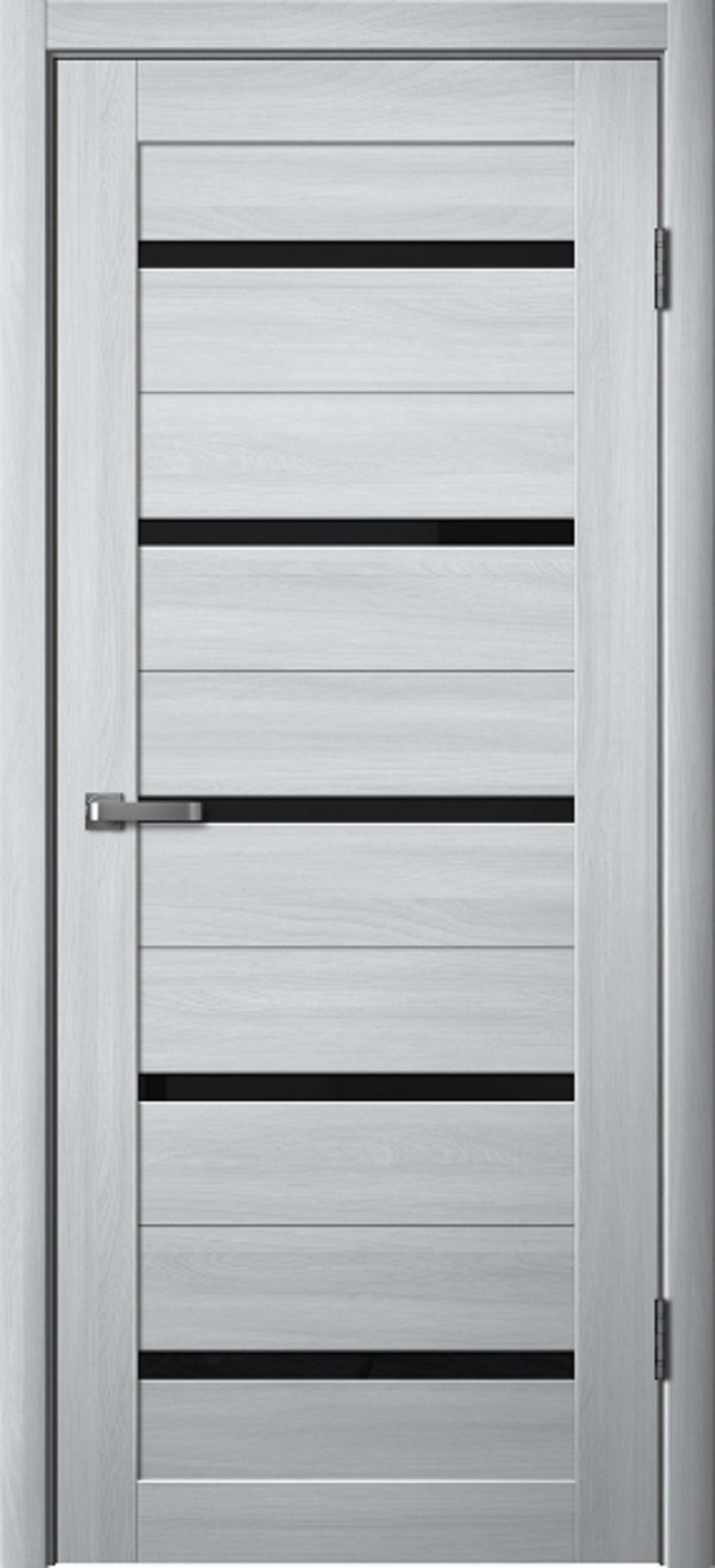 Дверь 206 ЧЕРНОЕ СТЕКЛО 600*2000 ясень пепельный