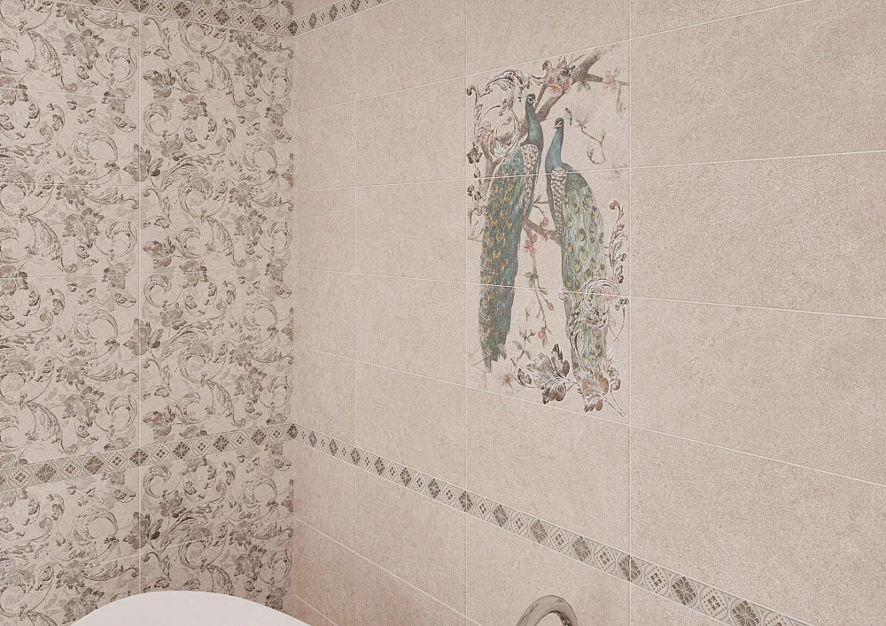 Кафель настенный Декор 250х500 Павана декор 2 светло-бежевый