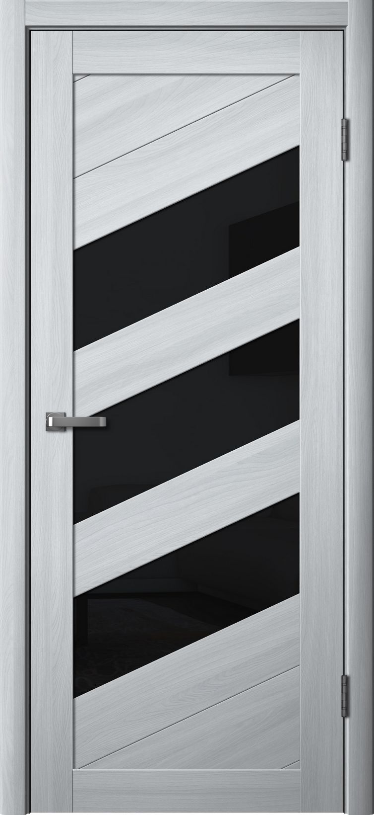 Дверь 216 ЧЕРНОЕ СТЕКЛО 700*2000 ясень пепельный