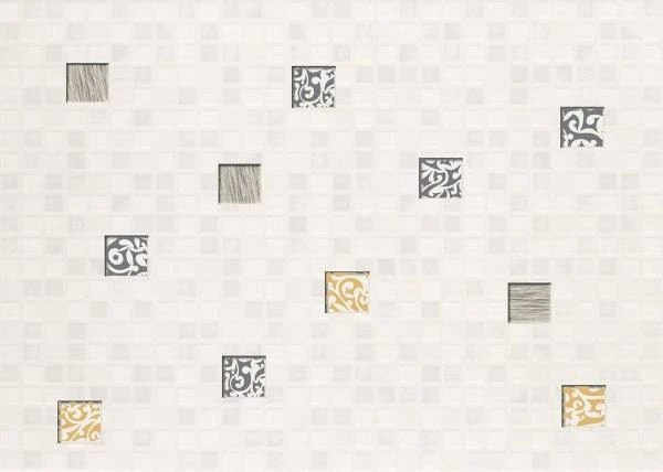 Кафель настенный Декор 25х35 Квадро мозаика белый