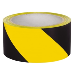 Лента ЗУБР Профессионал  клейкая разметочная,черно-желтый.50ммх25м,12249-50-25
