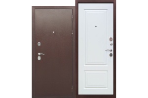 Дверь метал. Троя медный антик Белый ясень (860 мм) правая