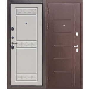 Дверь метал. Троя медный антик Белый ясень (860 мм) левая