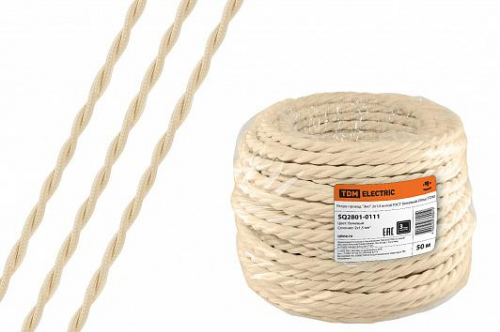 Провод РетроTDM ПВО 2*1,5 витой беж 