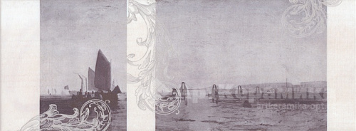 Кафель настенный Декор STG/C208/15010 Ньюпорт Корабли фиолетовый 15х40