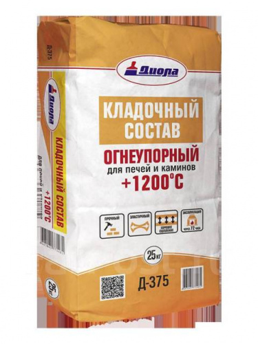 Кладочный состав д/печей и каминов +1200 Д-375 25кг.