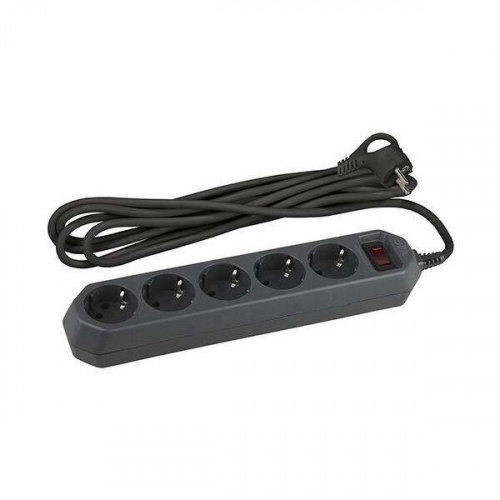 Сетевой фильтр  ЭРА USF-5es-3m-B черный с/з,3х0,75мм с выкл.3м-5гнезд