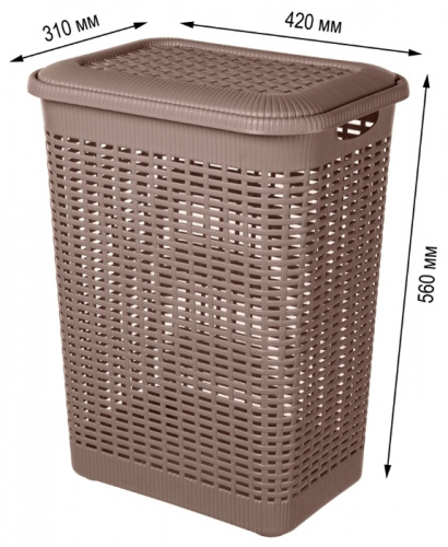 Корзина д/белья 50л коричневый /431293414