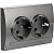 Розетка 702-2828-127 Deriy двойная с/з серебристый металлик