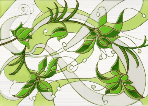 Кафель настенный Декор 25х35 Капри ирис салатный