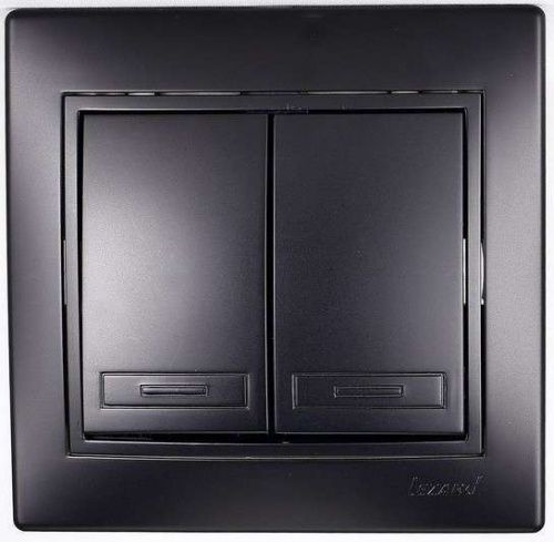 Выключатель 705-4242-101 LESYA  двойной черный бархат матовый вставкой