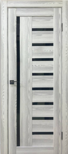 Дверь ДО Валенсия (600*2000 клен айс lacobel черный) ПВХ