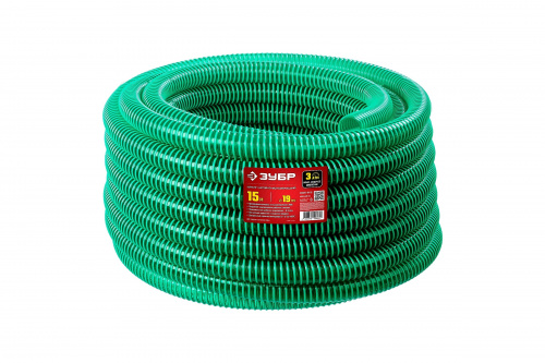 Шланг ЗУБР напорно-всасывающий со спиралью ПВХ ,3атм,25ммх30м/ 40325-25-30