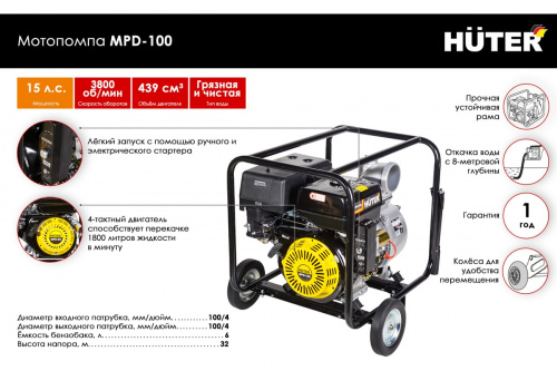Мотопомпа МРD-100 Huter