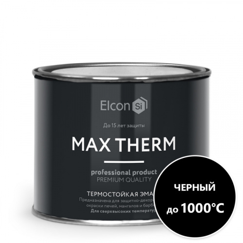 Эмаль термостойкая черная Elcon 1000 градусов 0,4кг