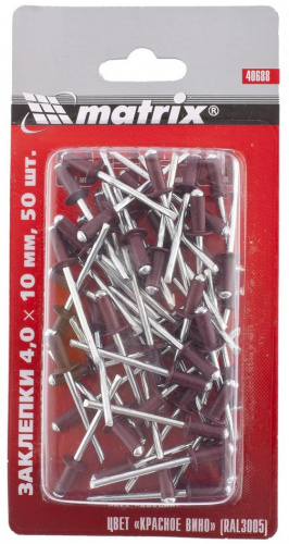 Клепка 4,0х10 красныйRAL3005 Matrix 40688