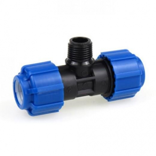 ПЭ-тройник с нар.резьбой d25*1/2*25 черн