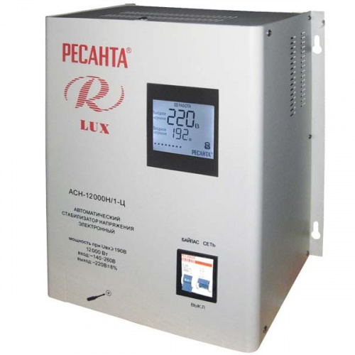 Компактный настенный стабилизатор Ресанта АСН-12000Н/1-Ц Lux