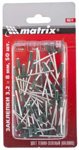 Клепка 3,2х8 темно-зеленыйRAL6005 Matrix 40674
