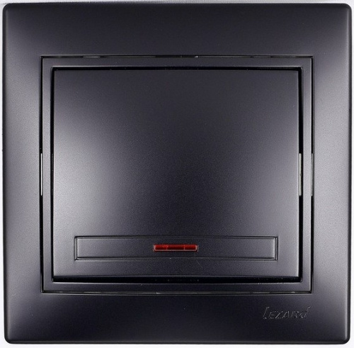 Выключатель 705-4242-111 LESYA  с подсветкой черный бархат матовый вставкой