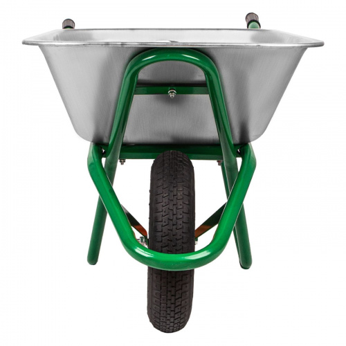 Тачка садовая одноколесная усиленная зеленая Эксперт грузоп.80кг,объем 58л,пневмат.колесо/3001А