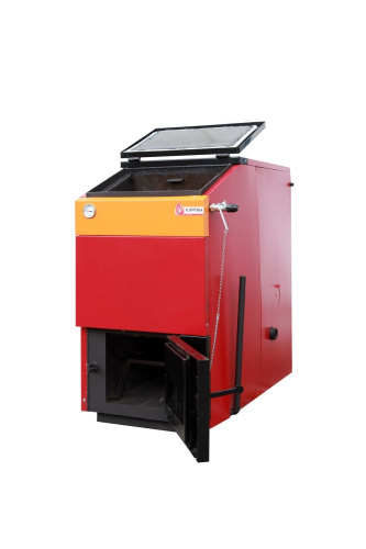 Котел отопительный твердотопливный КС-ТГ-10 в обмуровке