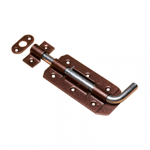 Засов накладной оригинальный с круглым ригелем антик золото Дельга