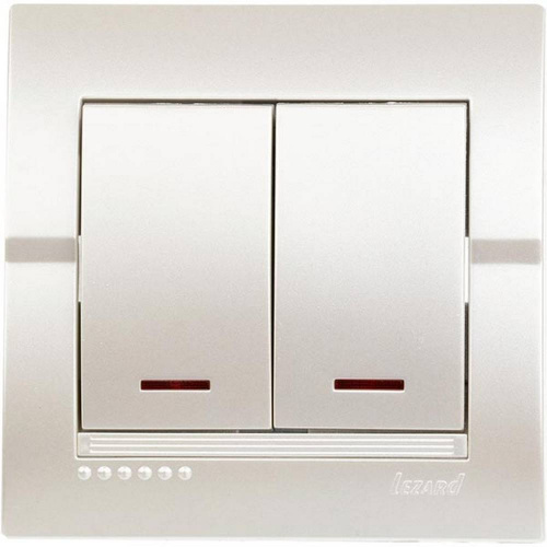 Выключатель 702-3030-106 Deriy проходной двойной жемч-белая металлик