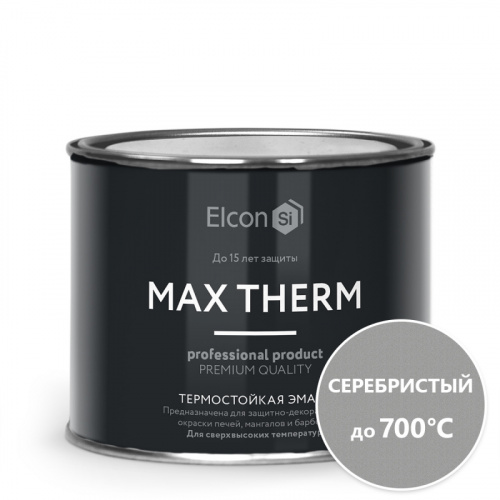 Эмаль термостойкая серебристая Elcon 700 градусов 0,8кг