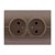 Розетка 702-3131-128 Deriy б/з двойная светло-коричневый перламутр со ставкой