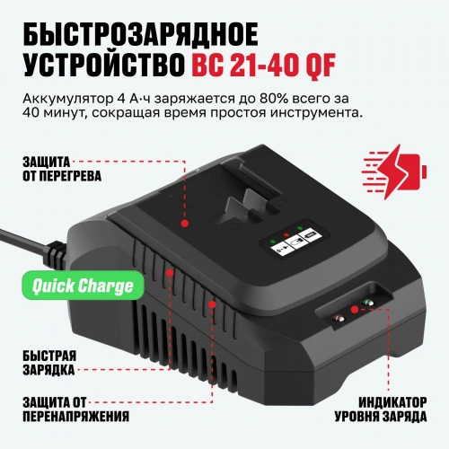 Аккумулятор ALTECO+ зарядное устройство Kit BCD 21-40 Li/BC 21-40 QF/93167