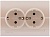 Розетка 702-3030-127 Deriy двойная с/з жемчужно-белая металлик керамика