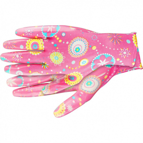 Перчатки садовые из полиэстера с нитрильным обливом,красные,S//Palisad/67744