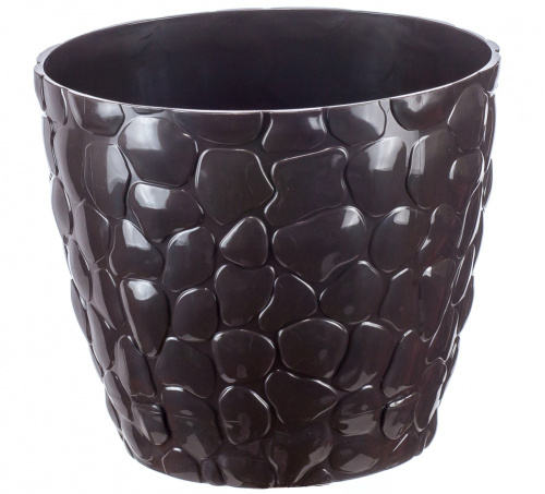 Кашпо КАМНИ D180мм 2,6л коричневый ротанг М3173
